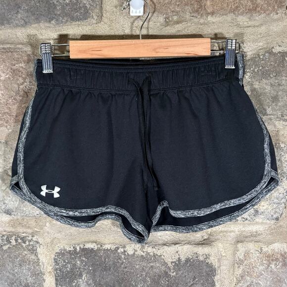 Under Armour Tech Shorts Woman's X-Small Black Gray Lightweight Athletic Wicking - Picture 1 of 11